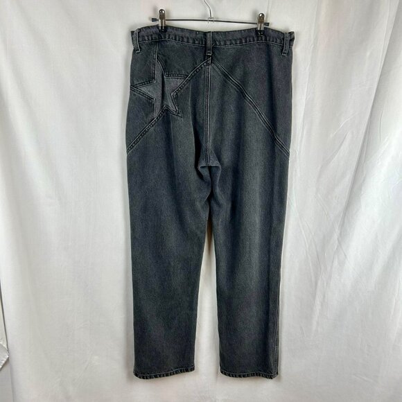 Reformation Star Jeans Women 31 Black Gray Seine Straight Leg Ankle Boho Grunge - Picture 6 of 12